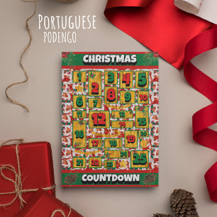Portugees Podengo Dog Countdown Kerstmis Advent Feestdagenkaart