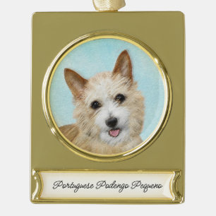 Portugees Podengo Pequeno schilderen - Oorspronkel Verguld Banner Ornament
