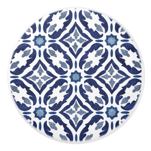  Portugees Talavera Azulejo Tile Pattern Keramische Knop (Voorkant)