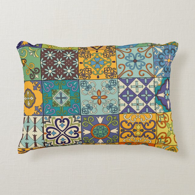 Portugees Talavera Tegel Design Accent Kussen (Voorkant)