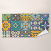 Portugees Talavera Tegel Design Badhanddoek (Badhanddoek)