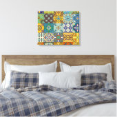 Portugees Talavera Tegel Design Canvas Afdruk (Insitu (Slaapkamer))