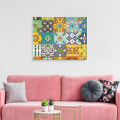 Portugees Talavera Tegel Design Canvas Afdruk (Insitu (Woonkamer))