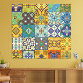 Portugees Talavera Tegel Design Canvas Afdruk (Insitu (Woonkamer))