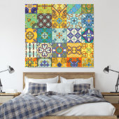 Portugees Talavera Tegel Design Canvas Afdruk (Insitu (Slaapkamer))