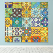 Portugees Talavera Tegel Design Canvas Afdruk (Insitu (Houten vloer))