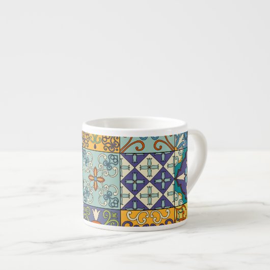 Portugees Talavera Tegel Design Espresso Kop (Voorkant rechts)
