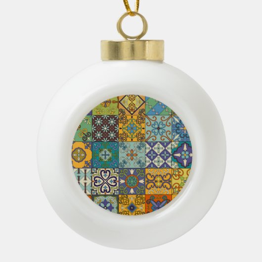 Portugees Talavera Tegel Design Keramische Bal Ornament (Voorkant)