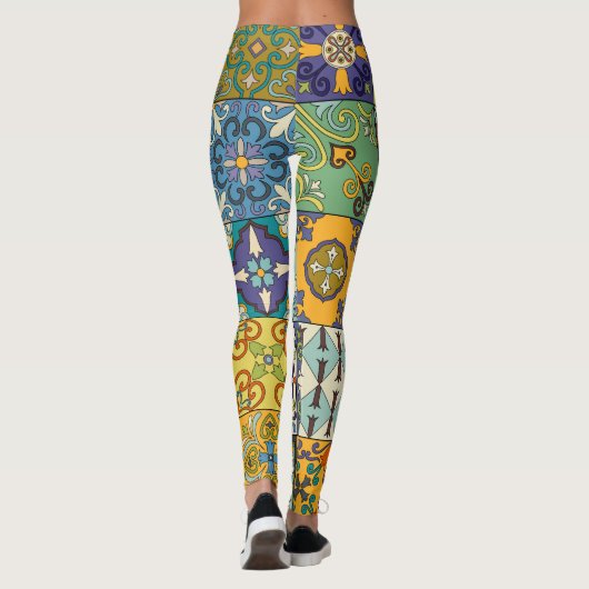 Portugees Talavera Tegel Design Leggings (Achterkant)