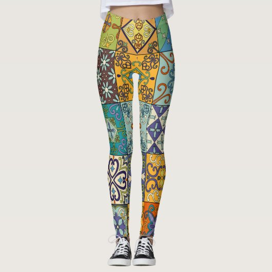 Portugees Talavera Tegel Design Leggings (Voorkant)