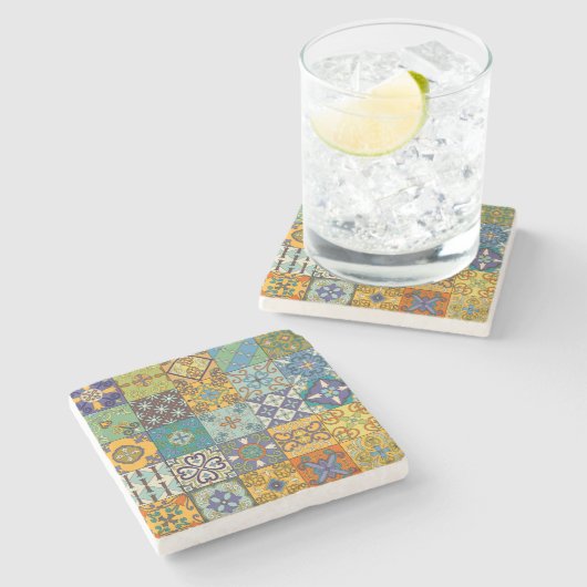 Portugees Talavera Tegel Design Stenen Onderzetter (Zijkant)