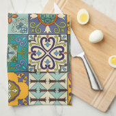 Portugees Talavera Tegel Design Theedoek (Quarter Fold)