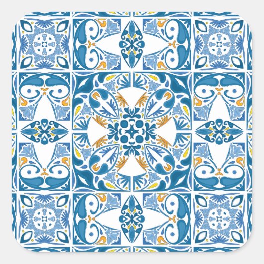 Portugees tapijt vierkante sticker (Voorkant)
