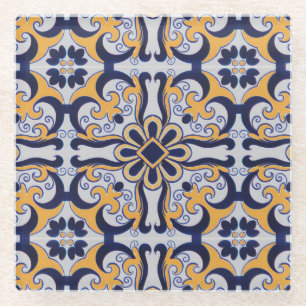 Portugees tegelpatroon glazen onderzetter