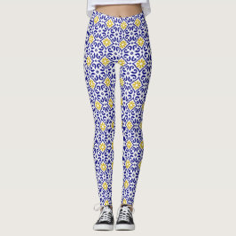 Portugees tegels Azulejo Patroon Yoga Broek Blauw Leggings