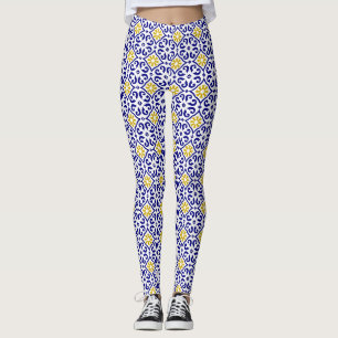 Portugees tegels Azulejo Patroon Yoga Broek Blauw Leggings