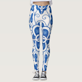 Portugees tegels Azulejo Patroon Yoga Broek Blauw Leggings