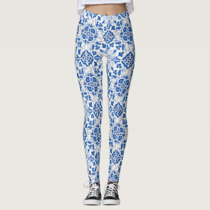 Portugees tegels Azulejo Patroon Yoga Broek Blauw Leggings