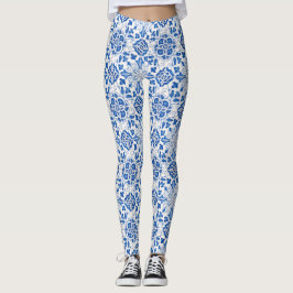 Portugees tegels Azulejo Patroon Yoga Broek Blauw Leggings