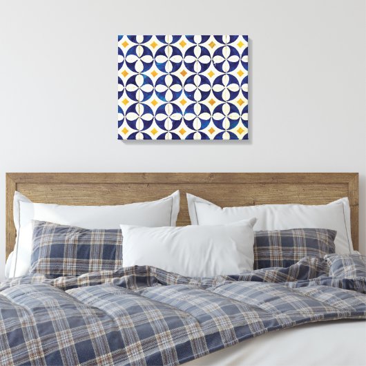 Portugees tegels - Azulejo Pattern-ontwerp Canvas Afdruk (Insitu (Slaapkamer))