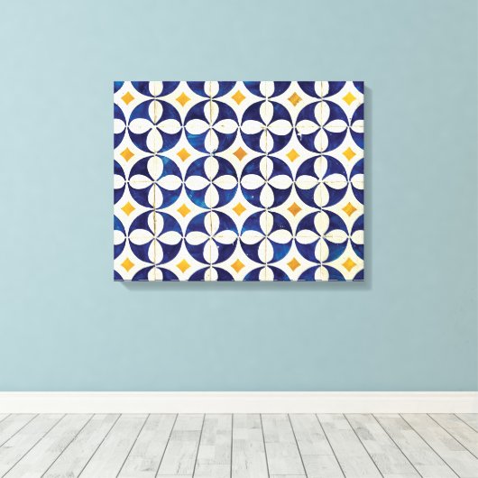Portugees tegels - Azulejo Pattern-ontwerp Canvas Afdruk (Insitu (Houten vloer))