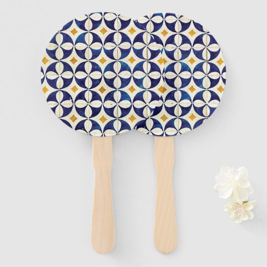 Portugees tegels - Azulejo Pattern-ontwerp Handwaaier (Voorkant en achterkant)