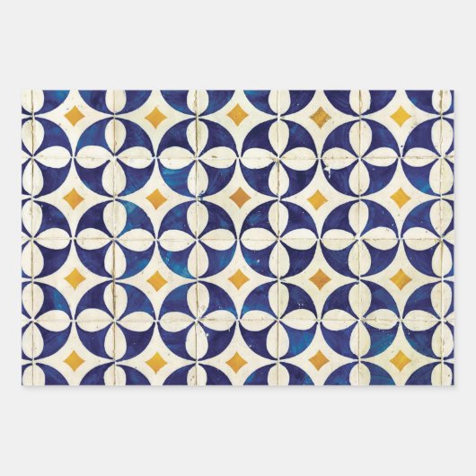 Portugees tegels - Azulejo Pattern-ontwerp Inpakpapier Vel (Voorkant 3)