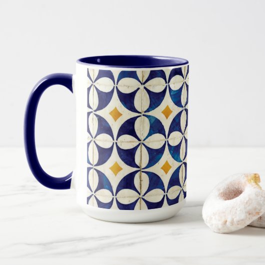 Portugees tegels - Azulejo Pattern-ontwerp Mok (Met donut)