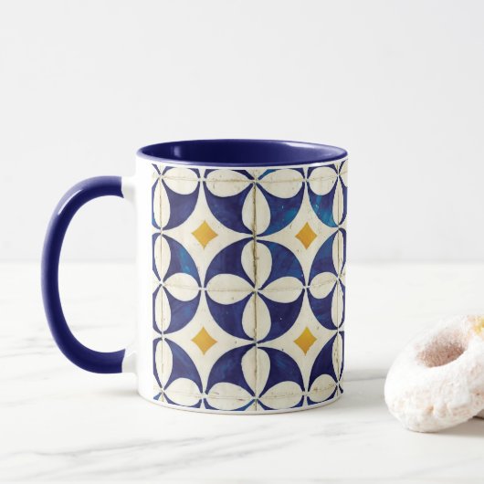 Portugees tegels - Azulejo Pattern-ontwerp Mok (Met donut)
