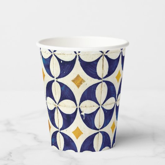 Portugees tegels - Azulejo Pattern-ontwerp Papieren Bekers (Achterkant)