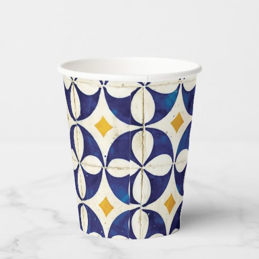 Portugees tegels - Azulejo Pattern-ontwerp Papieren Bekers (Rechts)