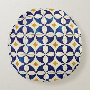 Portugees tegels - Azulejo Pattern-ontwerp Rond Kussen