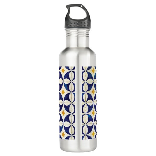 Portugees tegels - Azulejo Pattern-ontwerp Waterfles (Achterkant)