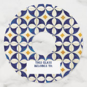 Portugees tegels - Azulejo Pattern-ontwerp Wijnglaslabel (Voorkant)