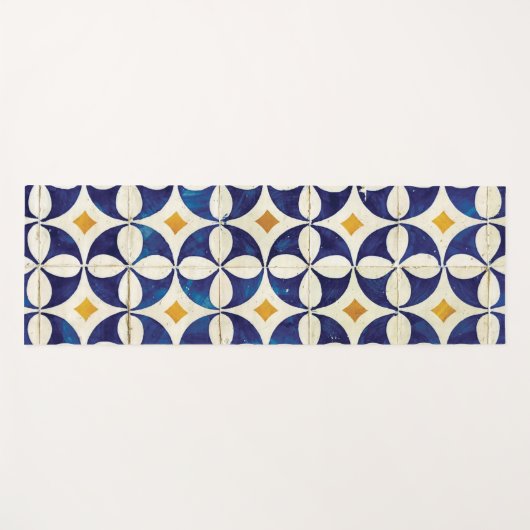 Portugees tegels - Azulejo Pattern-ontwerp Yogamat (Voorkant (horizontaal))
