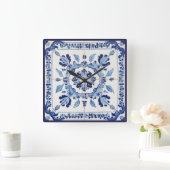 Portugees Tegels Azulejos  blauw en wit Vierkante Klok (Huis)