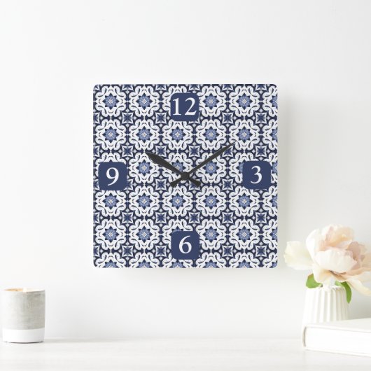 Portugees Tegels Azulejos  blauw en wit Vierkante Klok (Huis)