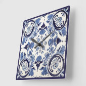 Portugees Tegels Azulejos  blauw en wit Vierkante Klok (Hoek)