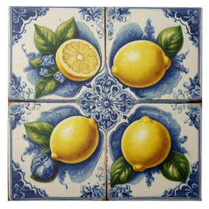 Portugees Tegels Azulejos Lemons  Blauw Tegeltje