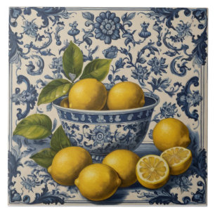 Portugees Tegels Azulejos Lemons  Blauw Tegeltje