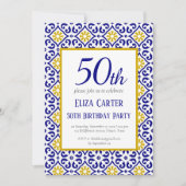 Portugees Tegels Blauw 50ste Verjaardag Mediterraa Kaart (Voorkant)