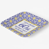 Portugees Tegels Blauw 60e Verjaardag Mediterraan Papieren Bordje (Gebogen)