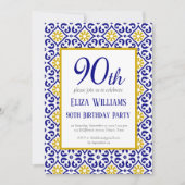Portugees Tegels Blauw 90ste Verjaardag Mediterraa Kaart (Voorkant)
