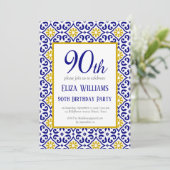 Portugees Tegels Blauw 90ste Verjaardag Mediterraa Kaart (Staand voorkant)