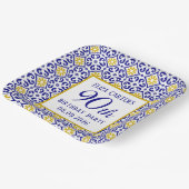 Portugees Tegels Blauw 90ste Verjaardag Mediterraa Papieren Bordje (Gebogen)