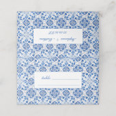 Portugees Tegels Blauw Bloemen Bruiloft Plaatskaartje (Buitenkant ongevouwen)