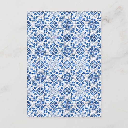 Portugees tegels Blauw Bruiloft Accommodaties Informatiekaartje (Achterkant)