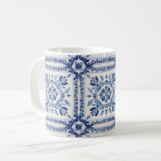 Portugees Tegels  blauw en wit Hoesje-mate Koffiemok (Voorkant links)