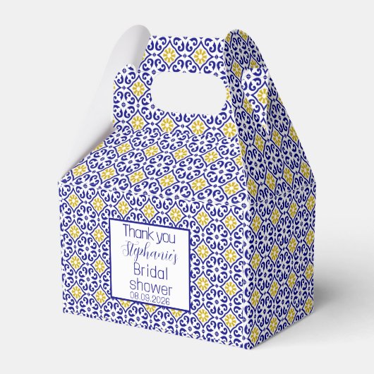 Portugees Tegels Blauw Mediterraan Vrijgezellenfee Bedankdoosjes (Voorkant Zijde)