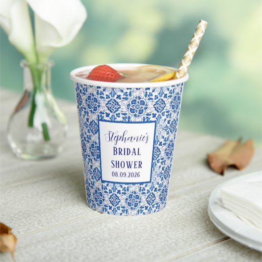 Portugees Tegels Blauw Mediterraan Vrijgezellenfee Papieren Bekers (Insitu)